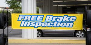 Outdoor banner advertising a free brake inspection