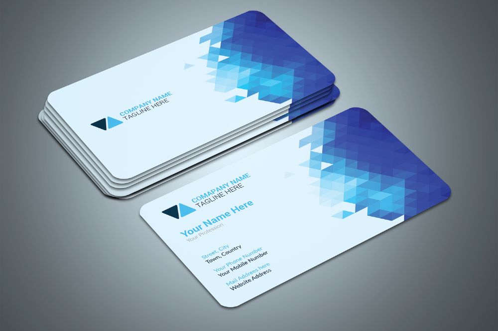 Freshly printed, colorful, professional business cards.